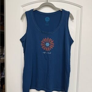 Life Is Good Women's Navy Tank Top with Floral Design